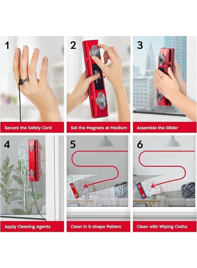 Magnetic Window Cleaner Tool | The Double-Sided Window Cleaner Tool Fits Windows 0.1"-0.4" Thick | Magnet Window Cleaner Magnetic Glass Cleaner - Image 5